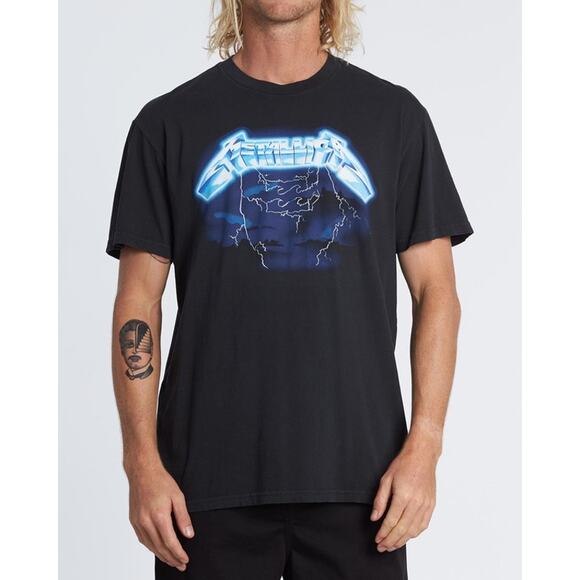 NWT Metallica Men's Black Printed Ride The Lightning Round Neck T-Shirt Size L - Picture 1 of 9